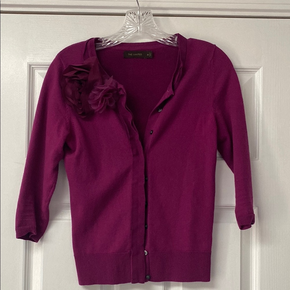 The Limited Purple Cardigan with Flower Detail